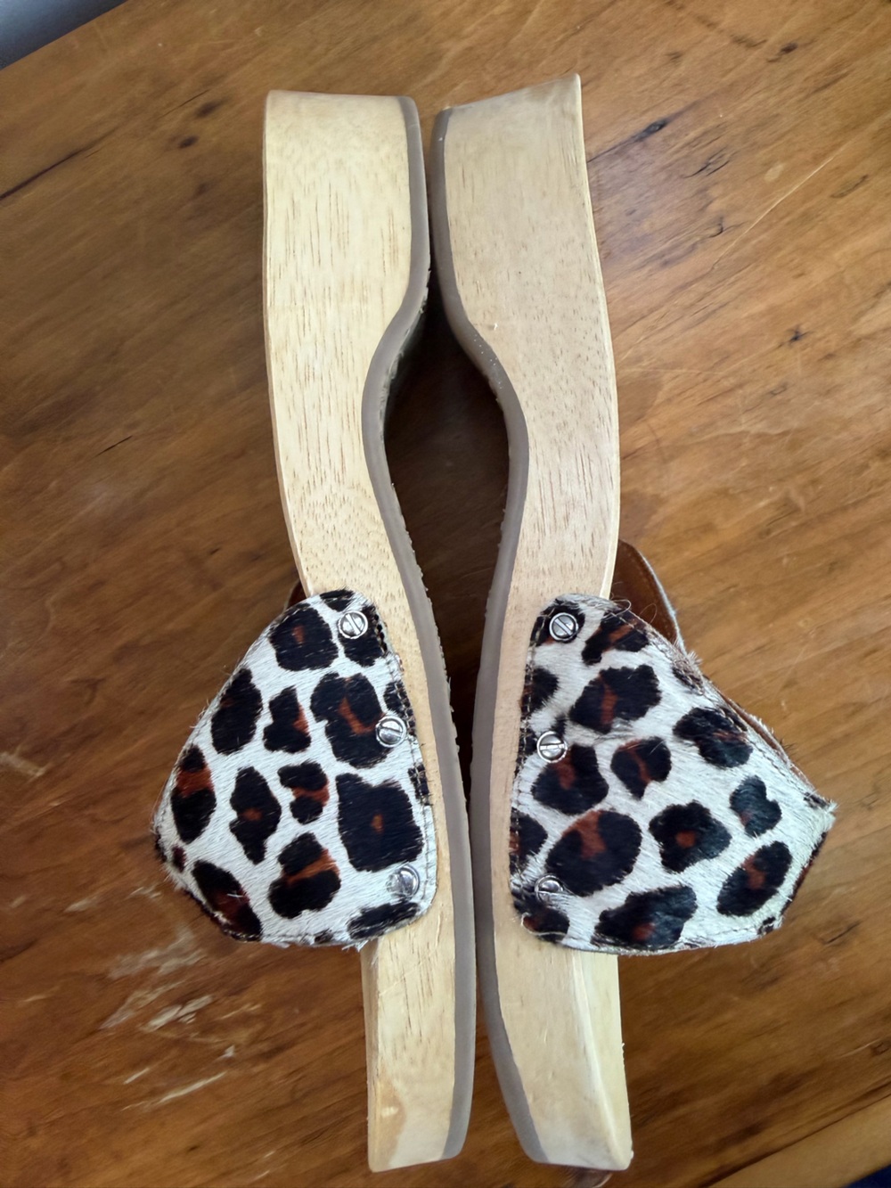 Dr Scholl’s  sz 10 Leopard Print Wooden Slide Sandals - Women - Picture 3 of 8